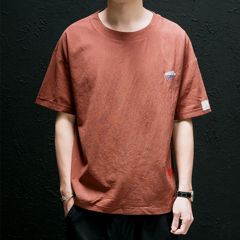 قصيرة القصيرة t -shirt Men's Summer Summer Color Lourd Lose Bir Size Cotton و Maeshimoto Men Dircular -Sleeve t -Shirt