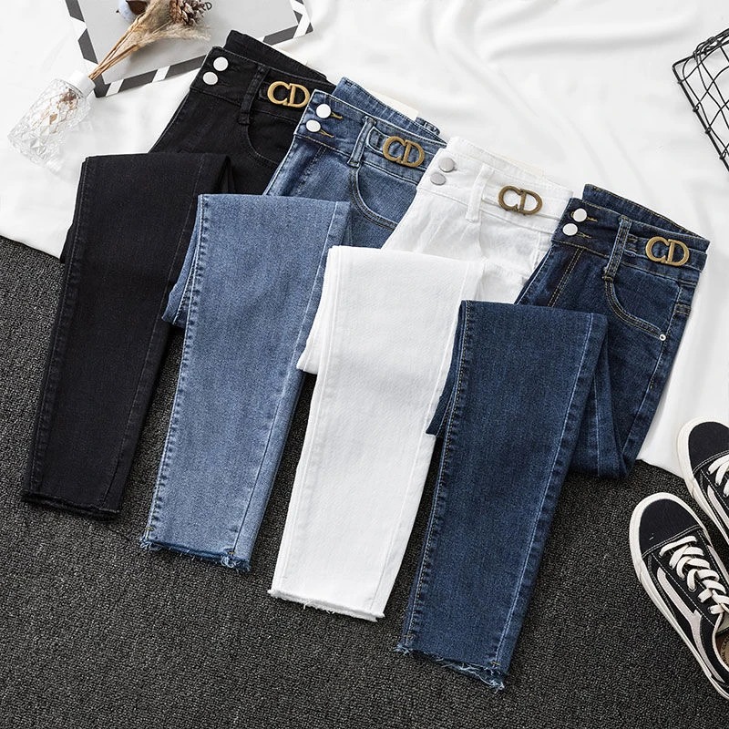 سراويل الدنيم 2024 النسخة الكورية الربيع والخريف من الجينز الجينز الجديد للسيدات ، أماكن التجارة الخارجية للتجارة الخارجية
